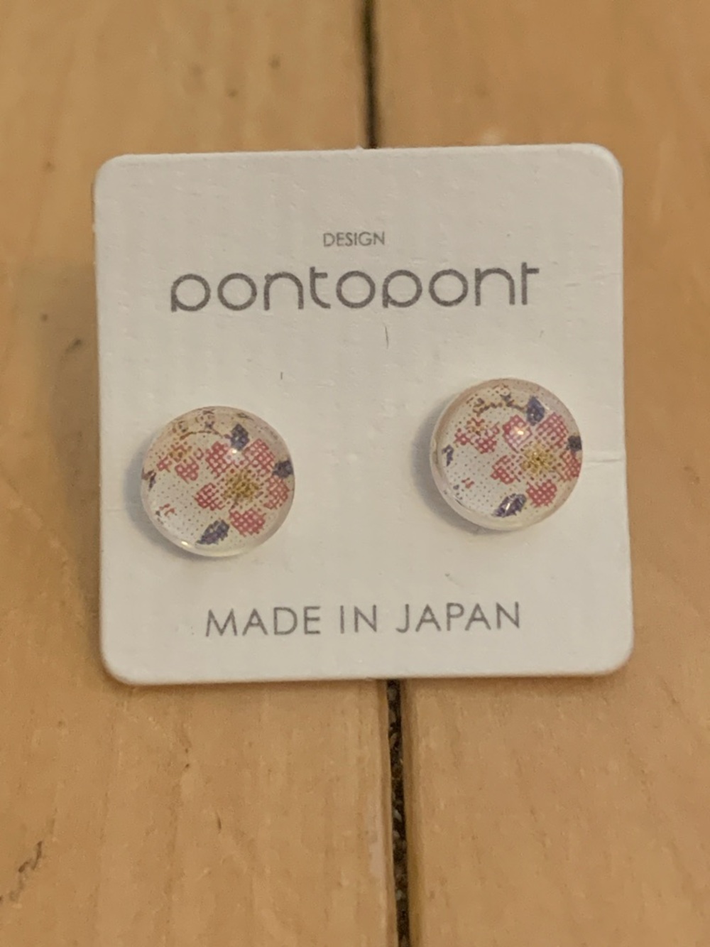 NWT Made in Japan Plastic Cherry Blossom Earrings Studs Pink Flower